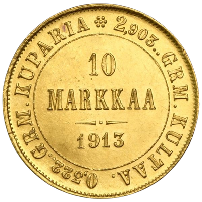 Suomi, 10 markkaa 1878-1913 - back