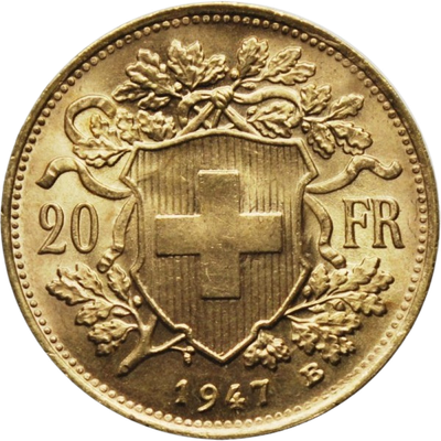 Sveitsi, frangi (arvot 10-20 fr) - back